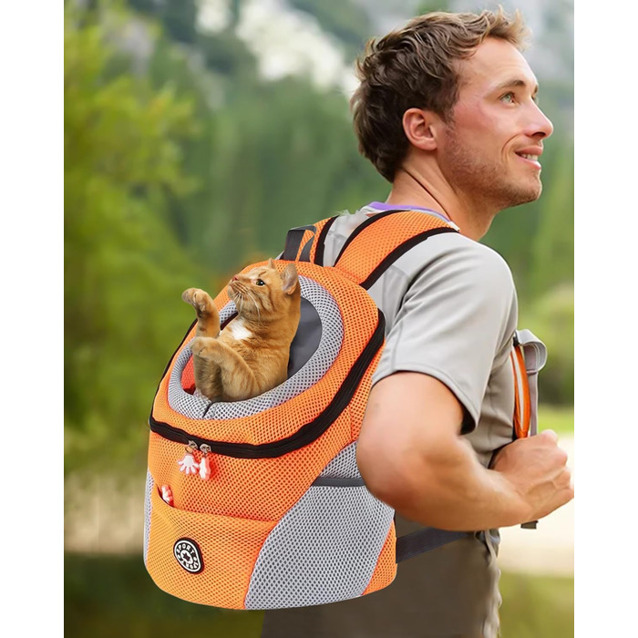 PETCUTE Рюкзак-переноска для собак та котів, оранжевий. Зручний, дихаючий, з водонепроникним дном та безпечним кріпленням. Ідеальний для подорожей та прогулянок.