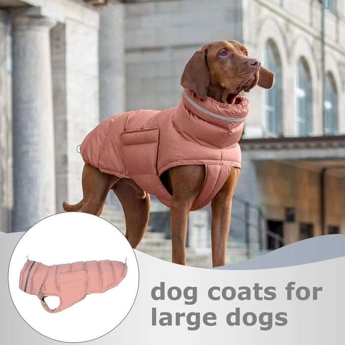 Зимові куртки для собак, тепла зимова куртка для великих собак, рожевий колір
