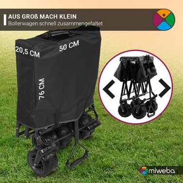 Складаний візок Miweba MB-30 | Вантажопідйомність 120 кг - для дітей, саду, пляжу | Сірий