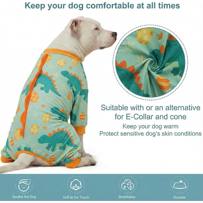 Комбінезон для собак великих порід LovinPet: дихаючий, з UV-захистом, антибактеріальний, для відновлення після операцій, зелено-помаранчевий, XX-Large