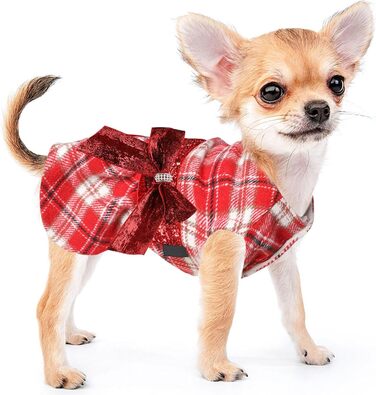 Теплий плед для собак: стильний зимовий плед з червоним візерунком для дрібних собак, цуценят, XS, 1.8-2.7 кг