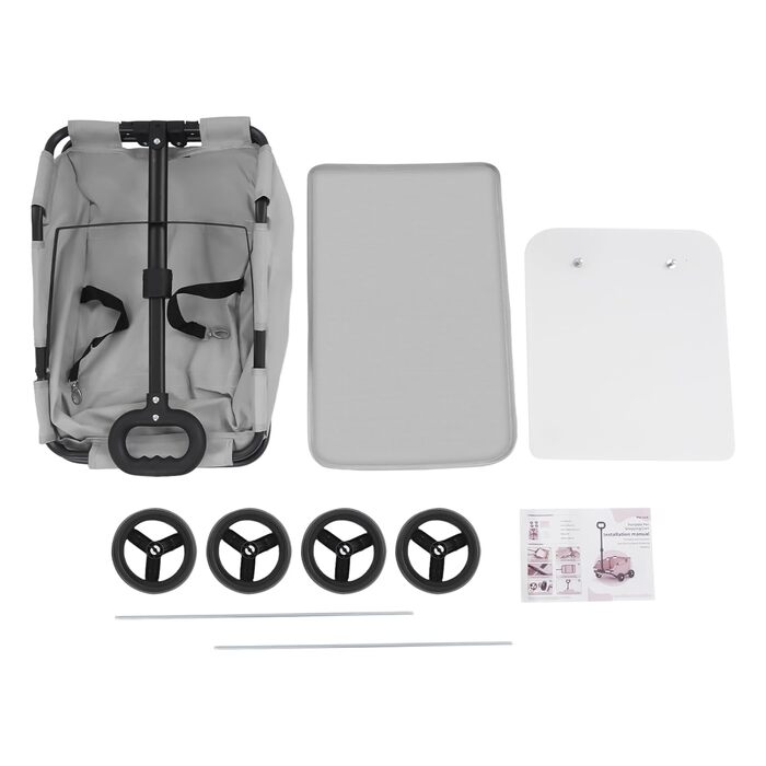 Візок для собак та котів Mini Hundewagen, сірий, до 10 кг, розкладний, з висувним ручками