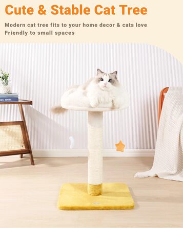 Великий котячий дерево Happi N Pets «Хмара» з лежаком, натуральний сизалевий когтеточка для домашніх котів, з м'якою полицею та іграшками, для кошенят і дорослих