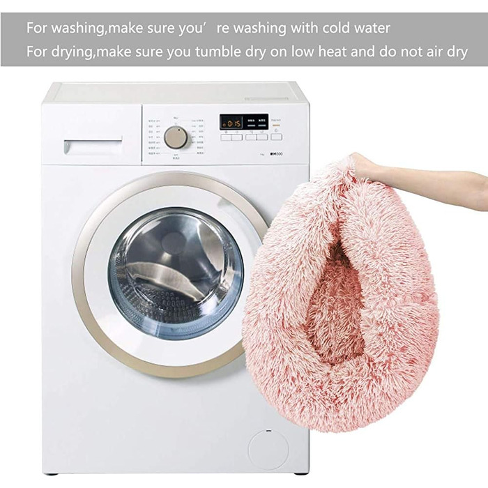 Кругле ліжко для собак та котів Donut, м'яке плюшеве, 80 см, рожеве