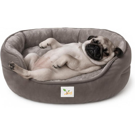 Заспокійливе ліжко для собак Mittel – м'яка матрац-антистрес для переноски, миється, з антиковзним дном, сірий колір, 63 x 53 x 20 см