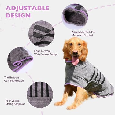 Рушник для собак PETCUTE з мікрофібри, швидковисихаючий, з застібкою-липучкою, для середніх та великих собак, червоний, 2XL