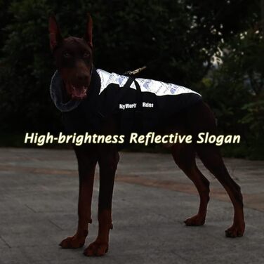 Зимовий теплий куртка для собак FeimaX, водонепроникний, з плюшем, для малих, середніх та великих собак XL (обхват грудей: 57 см, довжина спини: 42 см), темно-синій