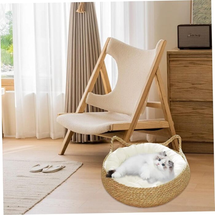 Кігтеточка-гніздо для котів Obelunrp, 43 см, кругленьке, з м'яким подушечком, стійке до подряпин, для дому, підходить для великих котів (середнього розміру)