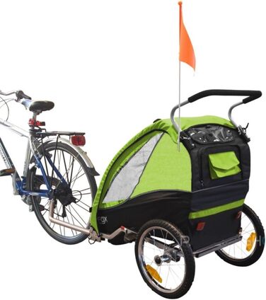 PAPILIOSHOP Fox – Дитяча коляска-велосипедний причіп 2-в-1, Jogger для 1 дитини, Легка та стабільна, Ідеальний як дитячий причіп (Зелений)