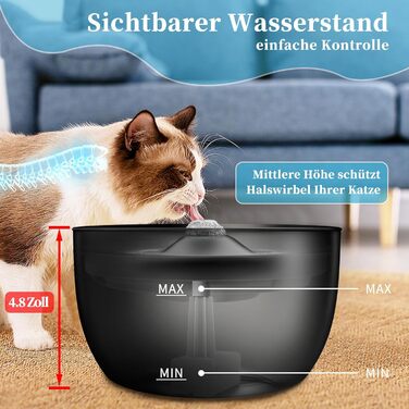 Автоматичний фонтанчик для котів Katzenbrunnen 3L з тихою помпою, фільтром та індикатором рівня води