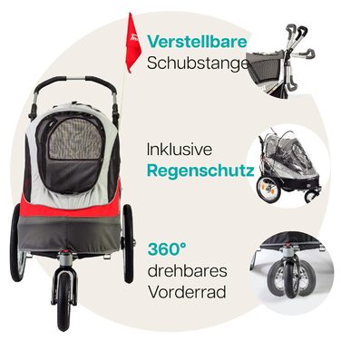 InnoPet® Sporty - прогулянка для собак: коляска-причіп, складна, з повітряними колесами, з капюшоном, багато кольорів