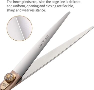 Професійна ножиця для вичісування собак та котів Fenice Peak, 1,2 см, з нержавіючої сталі 440C, 50/56 зубців, 7.5 дюймів