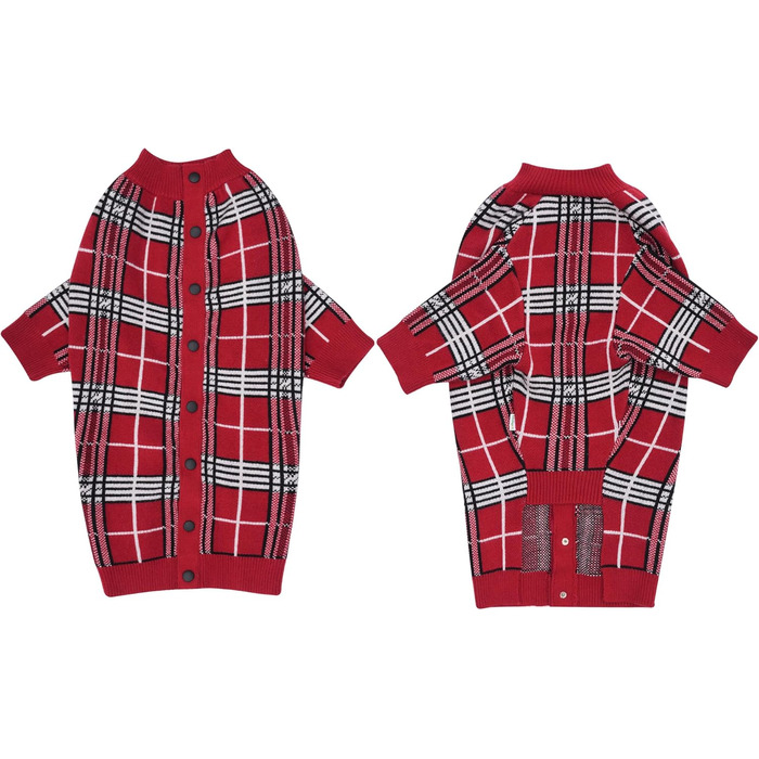 LovinPet Пуловер для собак великих порід, класичний, вітронепроникний, британський клітинний візерунок, теплий жилет для собак середніх та великих порід, розмір L