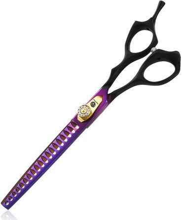 Професійні ножиці Purple Dragon 7,0/8,0 дюймів для грумінгу тварин, Chunker 6,75/8,0 дюймів, японська сталь 440C, для собак, домашніх улюбленців та грумерів