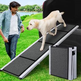 Східці для собак DAISTERN, розкладні, 170 x 44 см, з м'яким килимом, металевий каркас, для собак маленьких, середніх та великих порід