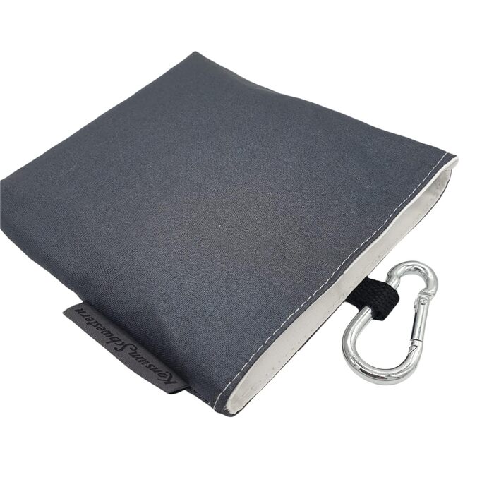 Сумка для ласощів для собак з магнітом та карабіном з ламінованої бавовни - сіра