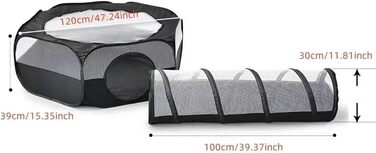 Туннель-іграшка для котів та цуценят, розкладний, чорний