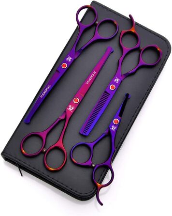 Набір професійних ножиць для грумінгу тварин 4,5-6,5 дюймів (5 шт.) з нержавіючої сталі, безпечні закруглені кінчики