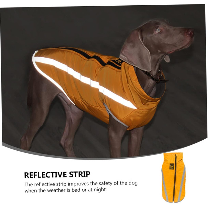 Жовтий водонепроникний дощовик для собак з флісовою підкладкою та світловідбиваючими смугами, 55x68 см