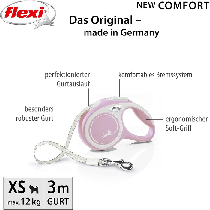 Рулетка для собак Flexi New Comfort XS, 3 м, рожева