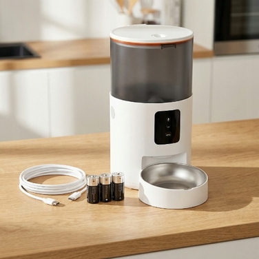 Автоматичний годівник для тварин з WiFi, пластиковий, біло-чорний, 3000 мл, 18.20 см