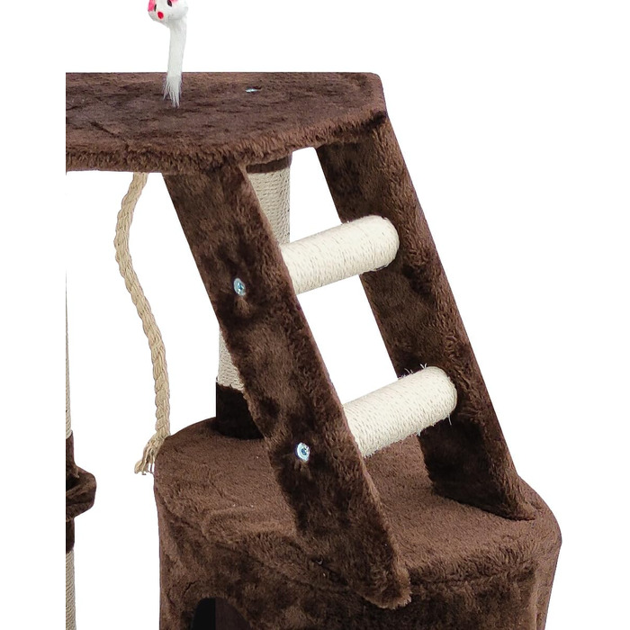 Дерев'яний кігтеточка для котів Beltom® з ігровим комплексом, 120 см, коричнева
