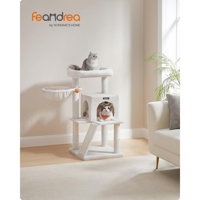 Дряпка для котів Feandrea з великою платформою, кремово-біла