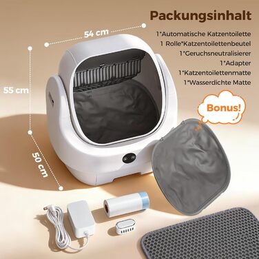 Автоматичний лоток для котів Katzenklo Selbstreinigend з контролем запаху, сенсорами та керуванням через додаток - для великих котів