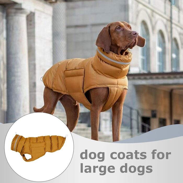 Жовта тепла зимова куртка для собак великих порід, захист від снігу та холоду