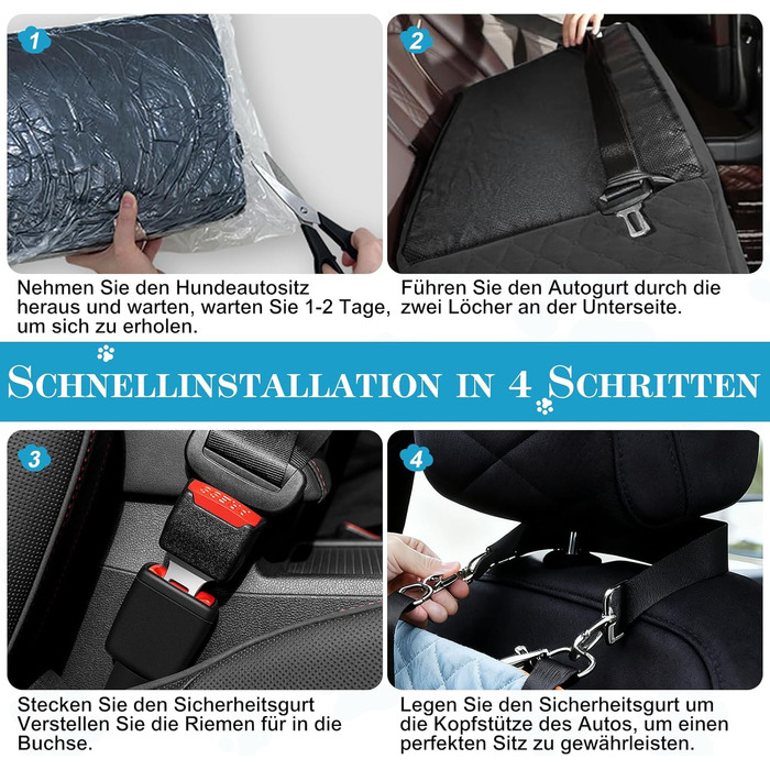 Автокрісло для собак великих та середніх порід до 45 кг, знімне та миється, з безпечними лініями та антиковзною основою для заднього сидіння автомобіля