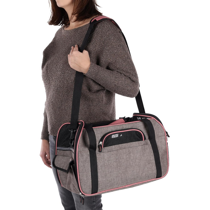 Транспортна сумка для собак та котів Flamingo Xandor Taupe, 48 x 25 x 33 см | Стильна та надійна переноска