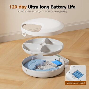 Автоматичний дозатор корму для котів, для вологого корму, розумний дозатор корму для тварин, автоматичний дозатор з таймером, автоматичне годування котів з 2 контейнерами, 4 порції (по 240 г)