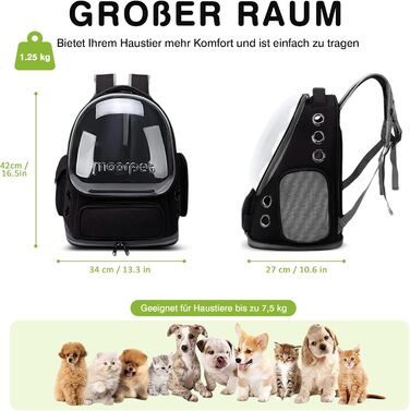 Рюкзак-переноска для котів та собак ALLSOPETS Bubble Carrier – чорний, до 7.5 кг
