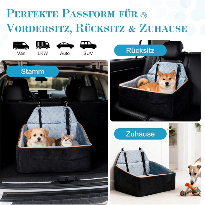 Автокрісло для собак великих та середніх порід до 45 кг, знімне та миється, з безпечними лініями та антиковзною основою для заднього сидіння автомобіля