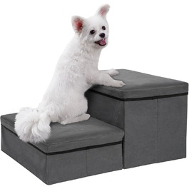 Сходинки для собак зі зберіганням, 2 сходинки, складані, широкі, антиковзні, для собак та котів, сірий, 60×40×30 см