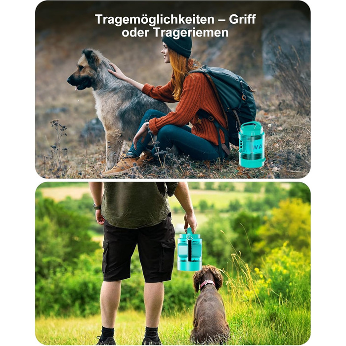 Турбопляшка для собак Lesotc 2200 мл: велика, портативна, для подорожей та кемпінгу (м'ятний)