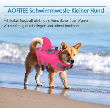 Світлокасова жилет для собак AOFITEE, рожевий, XS-M, з ручкою для порятунку, регульований