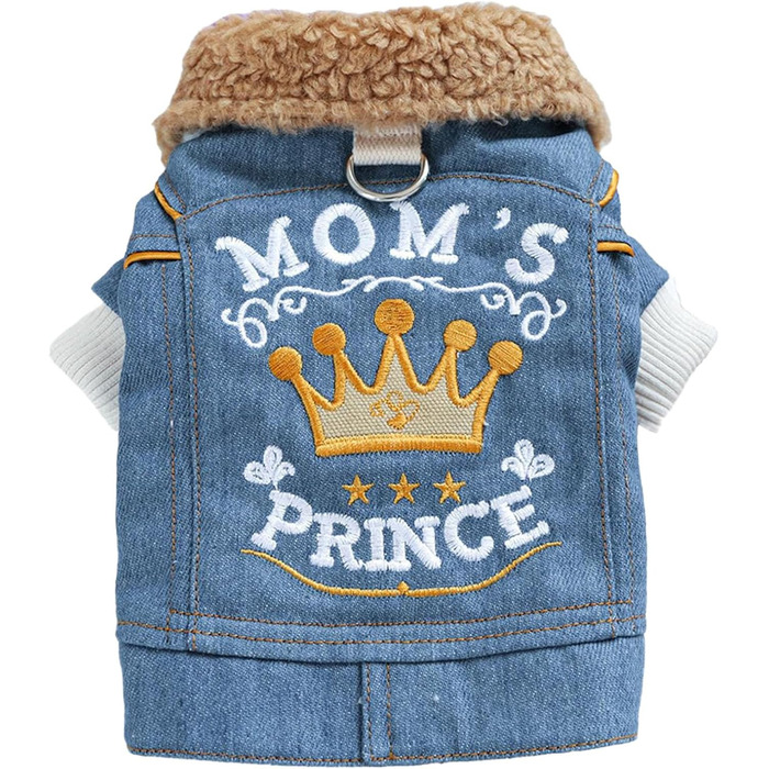 Джинсова куртка для собак з флісовою підкладкою на зиму, для цуценят, стильна, тепла, джинсовий верх, для чихуахуа та йоркширських тер'єрів, блакитна, розмір M