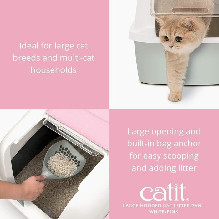 Туалет для котів Catit 50700 з кришкою, 43x57x50 см, білий/сірий/рожевий