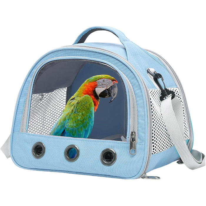 Переносна сумка-переноска для птахів Vogeltransport - Легка, дихаюча сумка для папуг, хом'яків та інших дрібних тварин (Світло-блакитний)