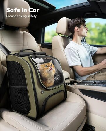 Рюкзак для кота Pecute Bubble з сіткою, портативний та складаний, для собак та котів, (42*32*26см), темно-зелений