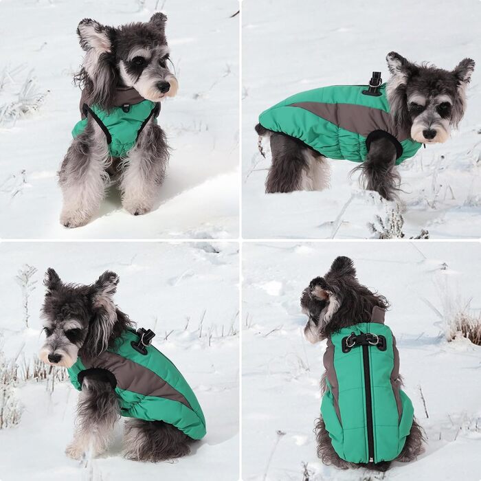 Зимовий теплий одяг для собак, теплий зимовий одяг, вітронепроникний, світловідбиваючий, флісовий, одяг для собак з шлейкою, теплий флісовий жилет для собак, розмір XL, одяг для собак, на блискавці, одяг для собак від снігу, зелений