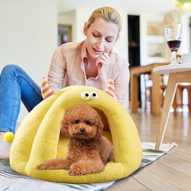 Зручне ліжко-будиночок на підйомнику для котів та собак, м'яке ліжко для собак, затишний будиночок-ігуана, милий мультяшний котячий дім, ліжко для домашніх котів (зелений). Зелений (M, жовтий)