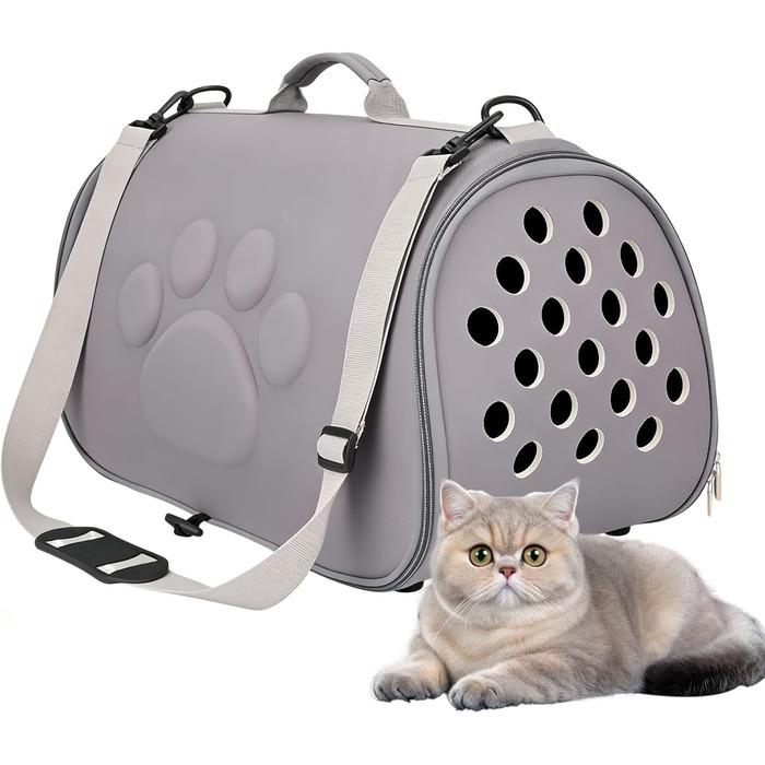 М'яка переноска для тварин - переноска для домашніх тварин з ремінком на плече для прогулянок | Повітряна переноска для прогулянок, подорожей, походів, літака, кемпінгу, щоденних поїздок, до ветеринара, в місто (Сірий, L)