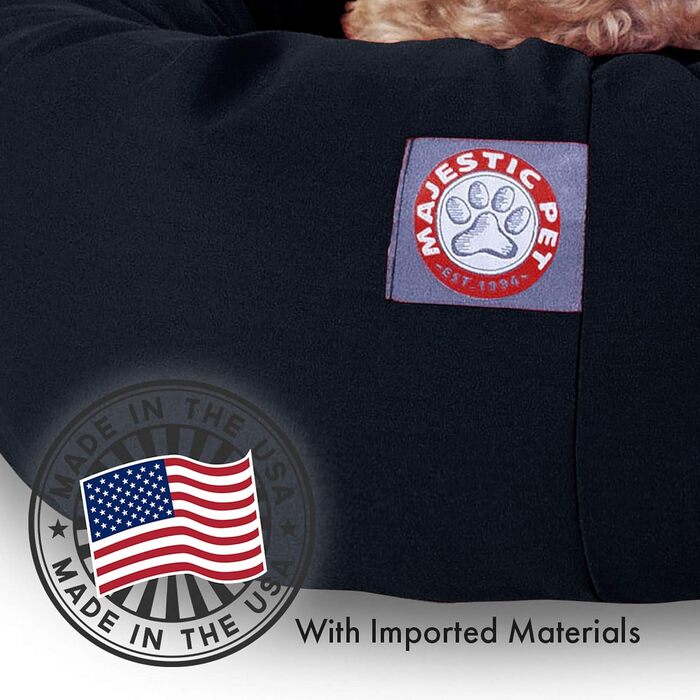 Зручне кругле лежак для собак Majestic Pet з Sherpa, бавовни та поліестеру, чорний, 61 x 46 x 18 см, розмір S, для комфортного сну та відпочинку