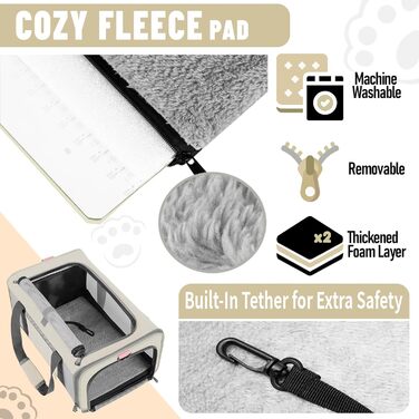 Транспортна сумка GAPZER для собак та котів, Softshell, для чихуахуа, мейн-куна, до 11,3 кг, коричнева (бежева)