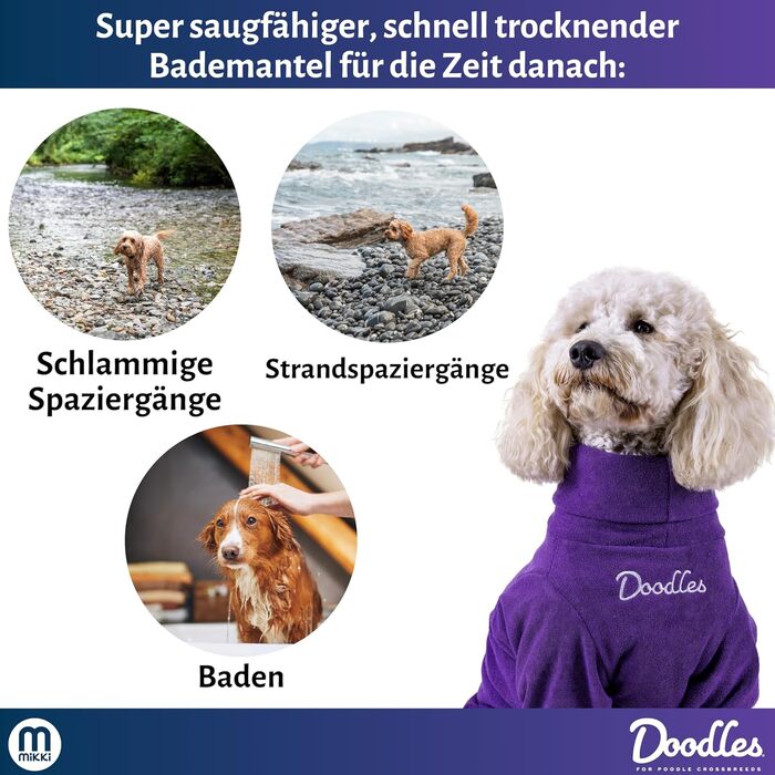 Поглинаючий рушник для собак Mikki Doodes, XXL, фіолетовий, мікрофібра