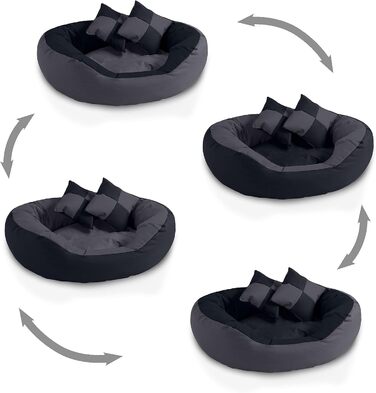 Кругле лежанка для собак BedDog® SABA 4в1, велика, XL, мокко-чорно-коричневий, 65x50x23 см, ROCK-FLOW (сірий/антрацит)