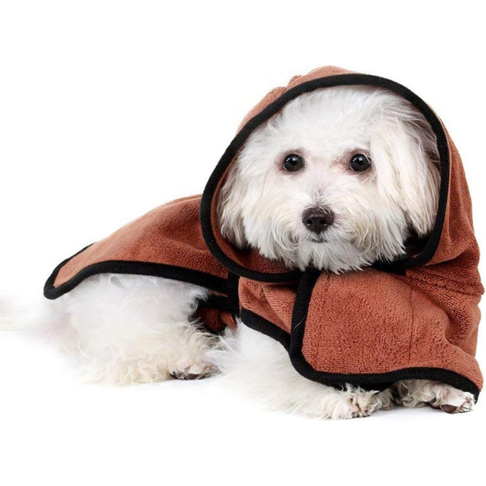 Рушник для собак Petcute, мікрофібра, швидко сохне, вбираючий, комфортний, з регульованими лямками, для собак та котів (M, Cappuccino)