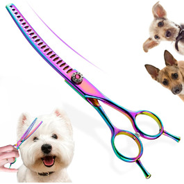 Вигнуті ножиці для грумінгу собак, 7 дюймів, портативні, легкі, кольорові, ножиці для догляду за домашніми тваринами, вигнуті ножиці Chunkers для собак